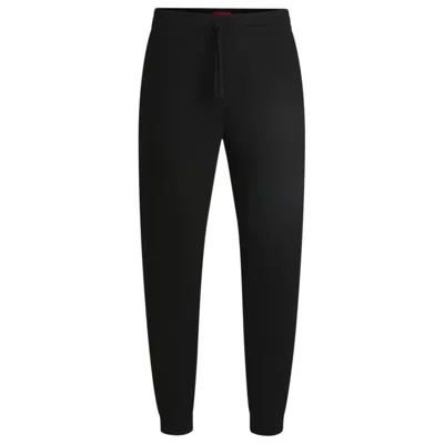 Hugo Boss Cotton Pajama Bottoms With Embroidered Logo In Black