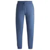 Hugo Boss Cotton Pajama Bottoms With Embroidered Logo In Blue