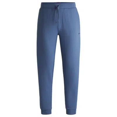Hugo Boss Cotton Pajama Bottoms With Embroidered Logo In Blue