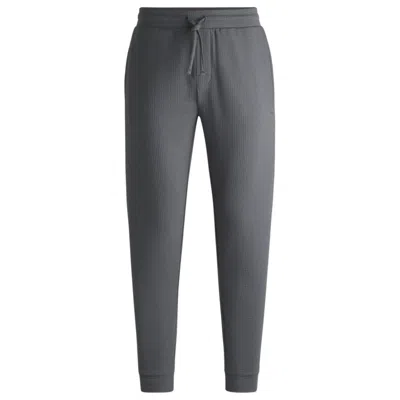 Hugo Boss Cotton Pajama Bottoms With Embroidered Logo In Grey