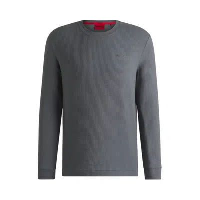 Hugo Boss Cotton Pajama Top With Embroidered Logo In Grey