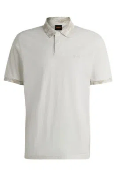 Hugo Boss Cotton-piqu Polo Shirt With Camouflage-print Trims In White
