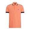 Hugo Boss Cotton-piqué Polo Shirt With Contrast Stripes And Logo In Red