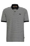 Hugo Boss Cotton-piqu Polo Shirt With Horizontal Stripe In Black