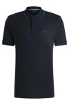 Hugo Boss Cotton-piqu Polo Shirt With Logo Detail In Dark Blue
