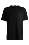 Hugo Boss Cotton-piqu T-shirt With Oxford-jacquard Back Collar In Black