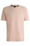 Hugo Boss Cotton-piqu T-shirt With Oxford-jacquard Back Collar In Light Orange