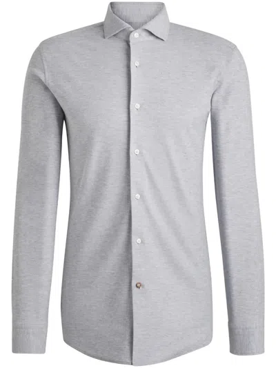 Hugo Boss Cotton-piqué Jersey Shirt In Grey