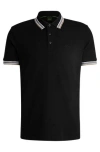 Hugo Boss Cotton-piqué Paddy Polo Shirt With Contrast Logo In Blue