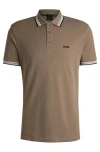 Hugo Boss Polo Shirt With Contrast Logo Details In Light Green