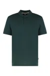 Hugo Boss Ribbed Collar Polo Shirt With Side Slits In Green