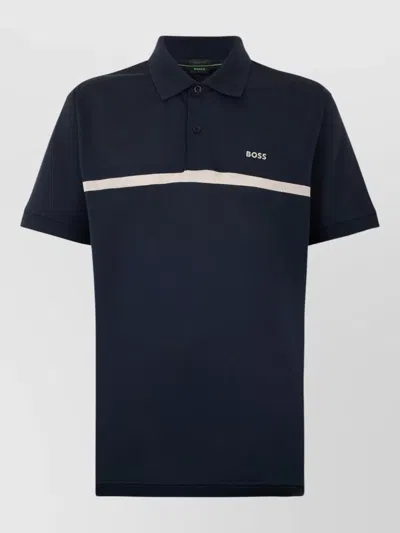 Hugo Boss Cotton Pique Polo Shirt Short Sleeves In Blue