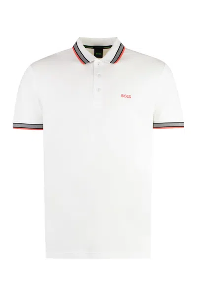 Hugo Boss Cotton-piqué Polo Shirt In White