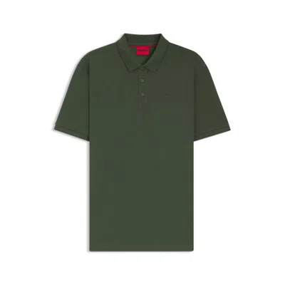 Hugo Boss Cotton-piqué Polo Shirt With All-over Print In Green