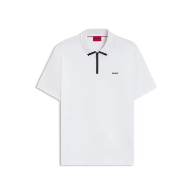 Hugo Boss Cotton-piqué Polo Shirt With Contrast Logo In White