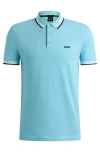 Hugo Boss Cotton-piqué Paddy Polo Shirt With Contrast Logo In Blue