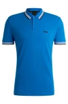 Hugo Boss Cotton-piqué Paddy Polo Shirt With Contrast Logo In Blue