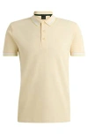 Hugo Boss Cotton-piqué Paddy Polo Shirt With Contrast Logo In Gold
