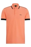 Hugo Boss Cotton-piqué Polo Shirt With Contrast Stripes And Logo In Red