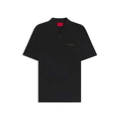 Hugo Boss Cotton-piqué Polo Shirt With Logo Appliqué In Black