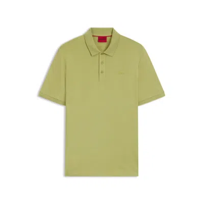 Hugo Boss Cotton-piqué Polo Shirt With Logo Print In Green