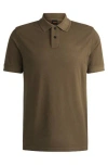 Hugo Boss Logo-embroidered Cotton Polo Shirt In Green