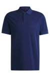 Hugo Boss Cotton-piqué Polo Shirt With Logo Print In Blue