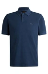 Hugo Boss Cotton-piqué Polo Shirt With Logo Print In Blue