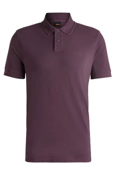 Hugo Boss Boss  Logo Embroidered Polo Shirt In Purple