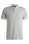 Hugo Boss Cotton-piqué Polo Shirt With Logo Print In Gray