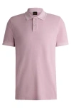 Hugo Boss Cotton-piqué Polo Shirt With Logo Print In Purple