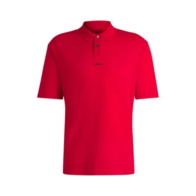 Hugo Boss Cotton-piqué Polo Shirt With Logo Print In Pink