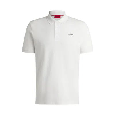 Hugo Boss Cotton-piqué Polo Shirt With Logo Print In White