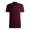 Hugo Boss Cotton-piqué Slim-fit Polo Shirt With Tonal Logo In Red