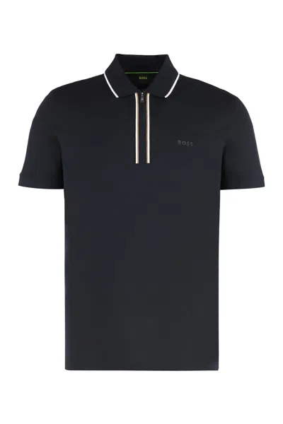 Hugo Boss Cotton Polo In Blue