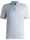 Hugo Boss Cotton-silk Polo Shirt With Bubble Structure In 蓝色