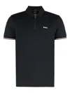 Hugo Boss Structured-cotton Polo Shirt With Zip Neck In Black