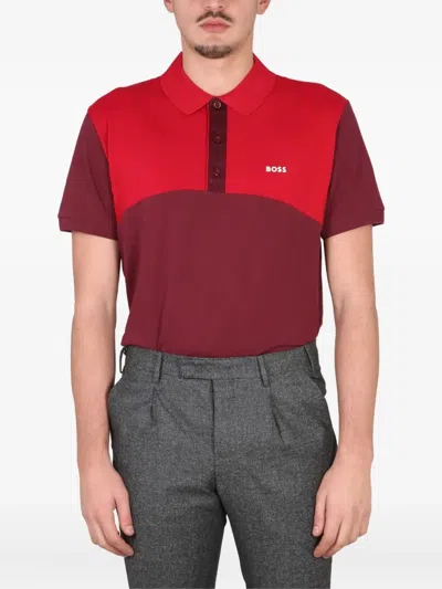 Hugo Boss Brown Color Block Shirt Collar Polo In Multi