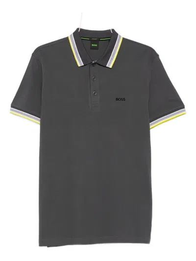 Hugo Boss Cotton Polo Shirt In Gray