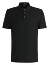 Hugo Boss Mercerized-cotton Polo Shirt With Jacquard Pattern In Black