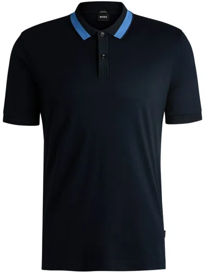 Hugo Boss Cotton Polo Shirt In Blue