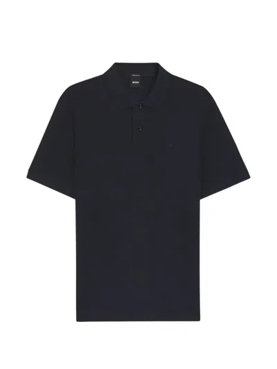 Hugo Boss Geometric-jacquard Polo Shirt In Cotton In Blue