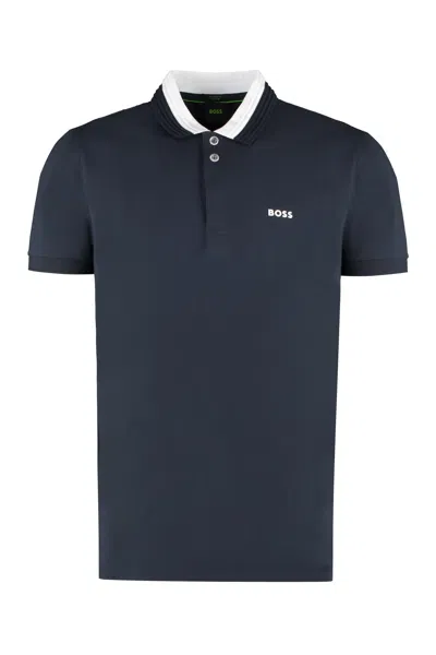 Hugo Boss Cotton Polo Shirt In Blue