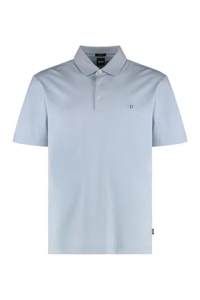 Hugo Boss Cotton Polo Shirt In Light Blue