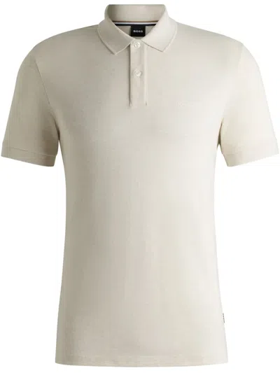 Hugo Boss Boss Cotton-piqué Polo Shirt In Beige
