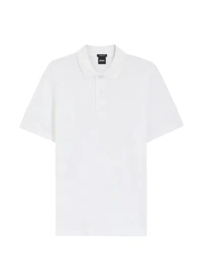 Hugo Boss Regular-fit Polo With Embroidered Logo In White