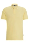 Hugo Boss Cotton Polo Shirt With Embroidered Logo In Yellow