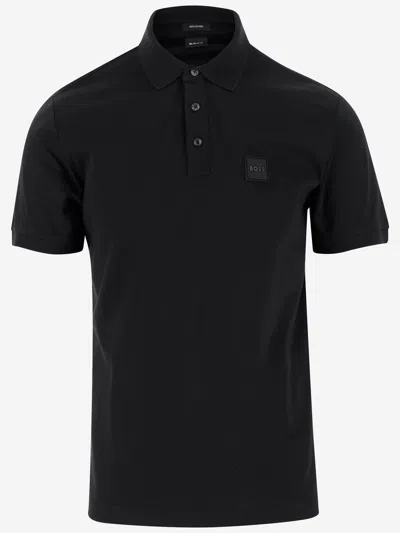 Hugo Boss Cotton Polo Shirt With Logo In Black