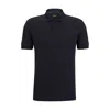 Hugo Boss Mercerized-cotton Polo Shirt With Jacquard Pattern In Blue