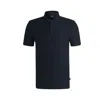 Hugo Boss Mercerized-cotton Polo Shirt With Jacquard Pattern In Blue